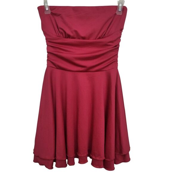 Ruched Strapless Bandeau Tube Mini Dress - Picture 1 of 8